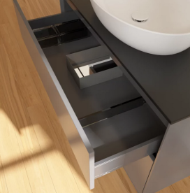 Тумба под раковину Villeroy & Boch Finion 100х50,1 см с подсветкой МДФ антрацит матовый лак/стекло черное матовое FA12MTGK