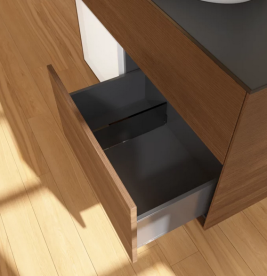 Тумба под раковину Villeroy & Boch Finion 100х50,1 см с подсветкой МДФ шпон грецкого ореха/стекло черное матовое FA12MTGN