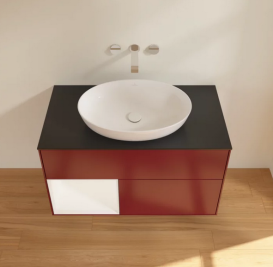 Тумба под раковину Villeroy & Boch Finion 100х50,1 см с подсветкой МДФ пион матовый лак/стекло черное матовое FA12MTHB