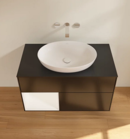 Тумба под раковину Villeroy & Boch Finion 100х50,1 см с подсветкой МДФ черный матовый лак/стекло черное матовое FA12MTPD