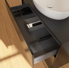 Тумба под раковину Villeroy & Boch Finion 100х50,1 см с подсветкой МДФ черный матовый лак/стекло черное матовое FA12MTPD