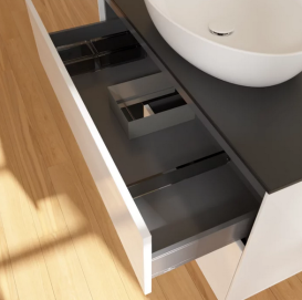 Тумба под раковину Villeroy & Boch Finion 100х50,1 см с подсветкой МДФ глянцевый белый лак/стекло черное матовое FA12PDGF