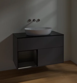 Тумба под раковину Villeroy & Boch Finion 100х50,1 см с подсветкой МДФ антрацит матовый лак/стекло черное матовое FA12PDGK
