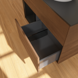 Тумба под раковину Villeroy & Boch Finion 100х50,1 см с подсветкой МДФ шпон грецкого ореха/стекло черное матовое FA12PDGN