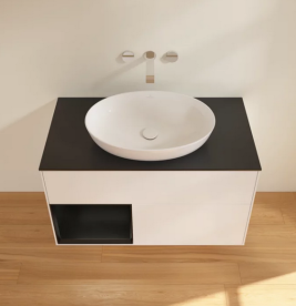 Тумба под раковину Villeroy & Boch Finion 100х50,1 см с подсветкой МДФ белый матовый лак/стекло черное матовое FA12PDMT