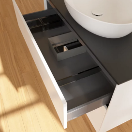 Тумба под раковину Villeroy & Boch Finion 100х50,1 см с подсветкой МДФ белый матовый лак/стекло черное матовое FA12PDMT