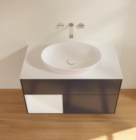 Тумба под раковину Villeroy & Boch Finion 100х50,1 см с подсветкой МДФ темно-синий матовый лак/стекло белое матовое FA11GFHG