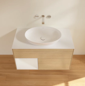 Тумба под раковину Villeroy & Boch Finion 100х50,1 см с подсветкой МДФ шпон дуба/стекло белое матовое FA11GFPC