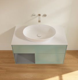 Тумба под раковину Villeroy & Boch Finion 100х50,1 см с подсветкой МДФ оливковый матовый лак/стекло белое матовое FA11GKGM