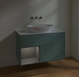 Тумба под раковину Villeroy & Boch Finion 100х50,1 см с подсветкой МДФ оливковый матовый лак/стекло белое матовое FA11GKGM