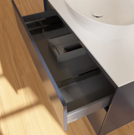 Тумба под раковину Villeroy & Boch Finion 100х50,1 см с подсветкой МДФ темно-синий матовый лак/стекло белое матовое FA11GKHG