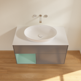 Тумба под раковину Villeroy & Boch Finion 100х50,1 см с подсветкой МДФ антрацит матовый лак/стекло белое матовое FA11GMGK