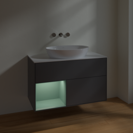 Тумба под раковину Villeroy & Boch Finion 100х50,1 см с подсветкой МДФ антрацит матовый лак/стекло белое матовое FA11GMGK