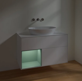 Тумба под раковину Villeroy & Boch Finion 100х50,1 см с подсветкой МДФ белый матовый лак/стекло белое матовое FA11GMMT