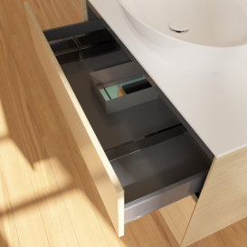 Тумба под раковину Villeroy & Boch Finion 100х50,1 см с подсветкой МДФ шпон дуба/стекло белое матовое FA11GMPC