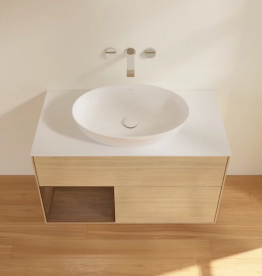 Тумба под раковину Villeroy & Boch Finion 100х50,1 см с подсветкой МДФ шпон дуба/стекло белое матовое FA11GNPC