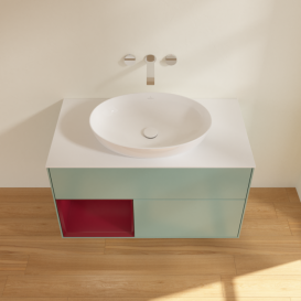 Тумба под раковину Villeroy & Boch Finion 100х50,1 см с подсветкой МДФ оливковый матовый лак/стекло белое матовое FA11HBGM