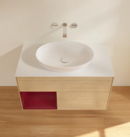 Тумба под раковину Villeroy & Boch Finion 100х50,1 см с подсветкой МДФ шпон дуба/стекло белое матовое FA11HBPC