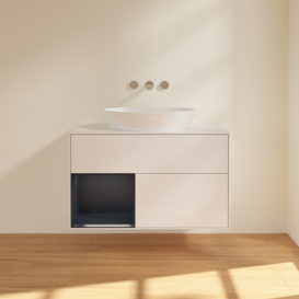 Тумба под раковину Villeroy & Boch Finion 100х50,1 см с подсветкой МДФ глянцевый белый лак/стекло белое матовое FA11HGGF