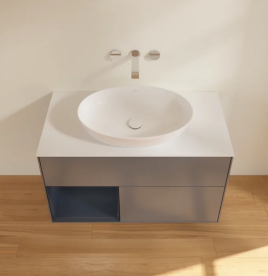 Тумба под раковину Villeroy & Boch Finion 100х50,1 см с подсветкой МДФ антрацит матовый лак/стекло белое матовое FA11HGGK