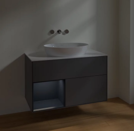 Тумба под раковину Villeroy & Boch Finion 100х50,1 см с подсветкой МДФ антрацит матовый лак/стекло белое матовое FA11HGGK