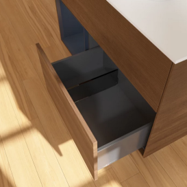 Тумба под раковину Villeroy & Boch Finion 100х50,1 см с подсветкой МДФ шпон грецкого ореха/стекло белое матовое FA11HGGN