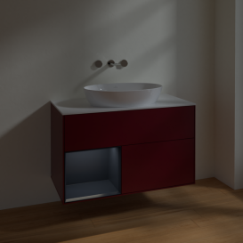 Тумба под раковину Villeroy & Boch Finion 100х50,1 см с подсветкой МДФ пион матовый лак/стекло белое матовое FA11HGHB