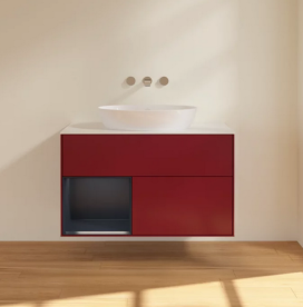 Тумба под раковину Villeroy & Boch Finion 100х50,1 см с подсветкой МДФ пион матовый лак/стекло белое матовое FA11HGHB