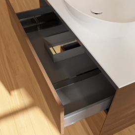 Тумба под раковину Villeroy & Boch Finion 100х50,1 см с подсветкой МДФ шпон грецкого ореха/стекло белое матовое FA11PCGN