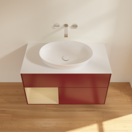 Тумба под раковину Villeroy & Boch Finion 100х50,1 см с подсветкой МДФ пион матовый лак/стекло белое матовое FA11PCHB