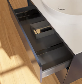 Тумба под раковину Villeroy & Boch Finion 100х50,1 см с подсветкой МДФ темно-синий матовый лак/стекло белое матовое FA11PCHG