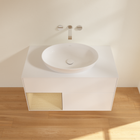 Тумба под раковину Villeroy & Boch Finion 100х50,1 см с подсветкой МДФ белый матовый лак/стекло белое матовое FA11PCMT