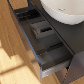 Тумба под раковину Villeroy & Boch Finion 100х50,1 см с подсветкой МДФ темно-синий матовый лак/стекло черное матовое FA12GKHG