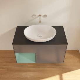 Тумба под раковину Villeroy & Boch Finion 100х50,1 см с подсветкой МДФ антрацит матовый лак/стекло черное матовое FA12GMGK