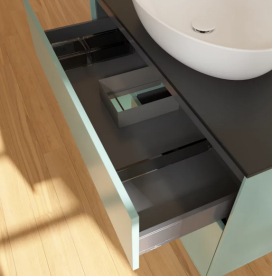 Тумба под раковину Villeroy & Boch Finion 100х50,1 см с подсветкой МДФ оливковый матовый лак/стекло черное матовое FA12GMGM