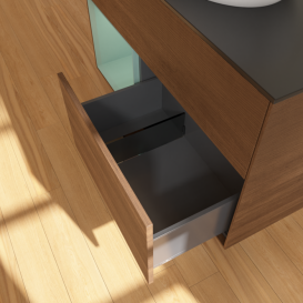 Тумба под раковину Villeroy & Boch Finion 100х50,1 см с подсветкой МДФ шпон грецкого ореха/стекло черное матовое FA12GMGN