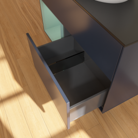 Тумба под раковину Villeroy & Boch Finion 100х50,1 см с подсветкой МДФ темно-синий матовый лак/стекло черное матовое FA12GMHG