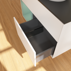 Тумба под раковину Villeroy & Boch Finion 100х50,1 см с подсветкой МДФ белый матовый лак/стекло черное матовое FA12GMMT