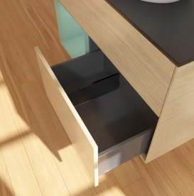 Тумба под раковину Villeroy & Boch Finion 100х50,1 см с подсветкой МДФ шпон дуба/стекло черное матовое FA12GMPC