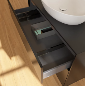 Тумба під раковину Villeroy & Boch Finion 100х50,1 см із підсвічуванням МДФ чорний матовий лак/скло чорне матове FA12GMPD