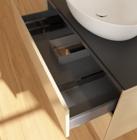 Тумба под раковину Villeroy & Boch Finion 100х50,1 см с подсветкой МДФ шпон дуба/стекло черное матовое FA12GNPC