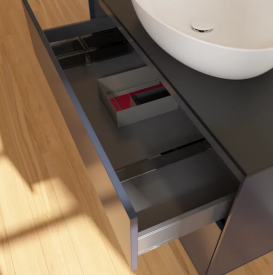 Тумба под раковину Villeroy & Boch Finion 100х50,1 см с подсветкой МДФ темно-синий матовый лак/стекло черное матовое FA12HBHG