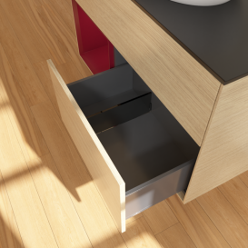 Тумба под раковину Villeroy & Boch Finion 100х50,1 см с подсветкой МДФ шпон дуба/стекло черное матовое FA12HBPC