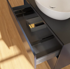 Тумба под раковину Villeroy & Boch Finion 100х50,1 см с подсветкой МДФ темно-синий матовый лак/стекло черное матовое FA12HFHG