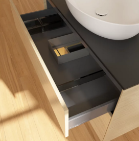 Тумба под раковину Villeroy & Boch Finion 100х50,1 см с подсветкой МДФ шпон дуба/стекло черное матовое FA12HFPC