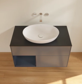 Тумба под раковину Villeroy & Boch Finion 100х50,1 см с подсветкой МДФ антрацит матовый лак/стекло черное матовое FA12HGGK