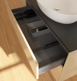 Тумба под раковину Villeroy & Boch Finion 100х50,1 см с подсветкой МДФ шпон дуба/стекло черное матовое FA12HGPC