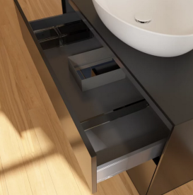 Тумба под раковину Villeroy & Boch Finion 100х50,1 см с подсветкой МДФ черный матовый лак/стекло черное матовое FA12HGPD