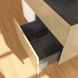 Тумба под раковину Villeroy & Boch Finion 100х50,1 см с подсветкой МДФ шпон дуба/стекло черное матовое FA12MTPC