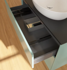 Тумба под раковину Villeroy & Boch Finion 100х50,1 см с подсветкой МДФ оливковый матовый лак/стекло черное матовое FA12PCGM